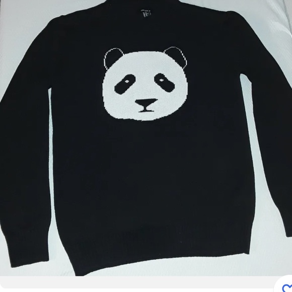 New men panda black knit sweater - Picture 1 of 6